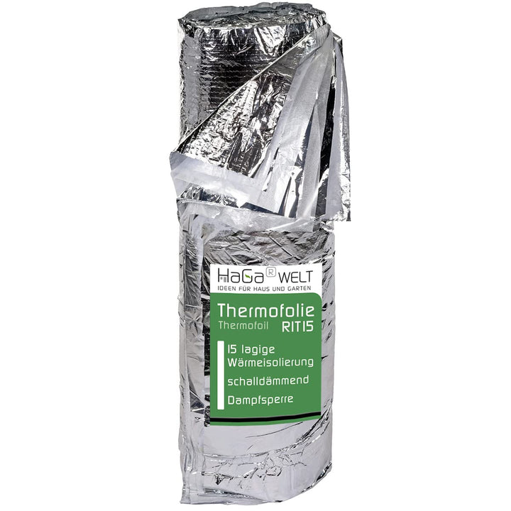 HaGa® Thermofolie Dachisolierfolie 1,2m x 12,5m - Dämmfolie 465g/m²- 15 Schichten Isolierfolie zur W
