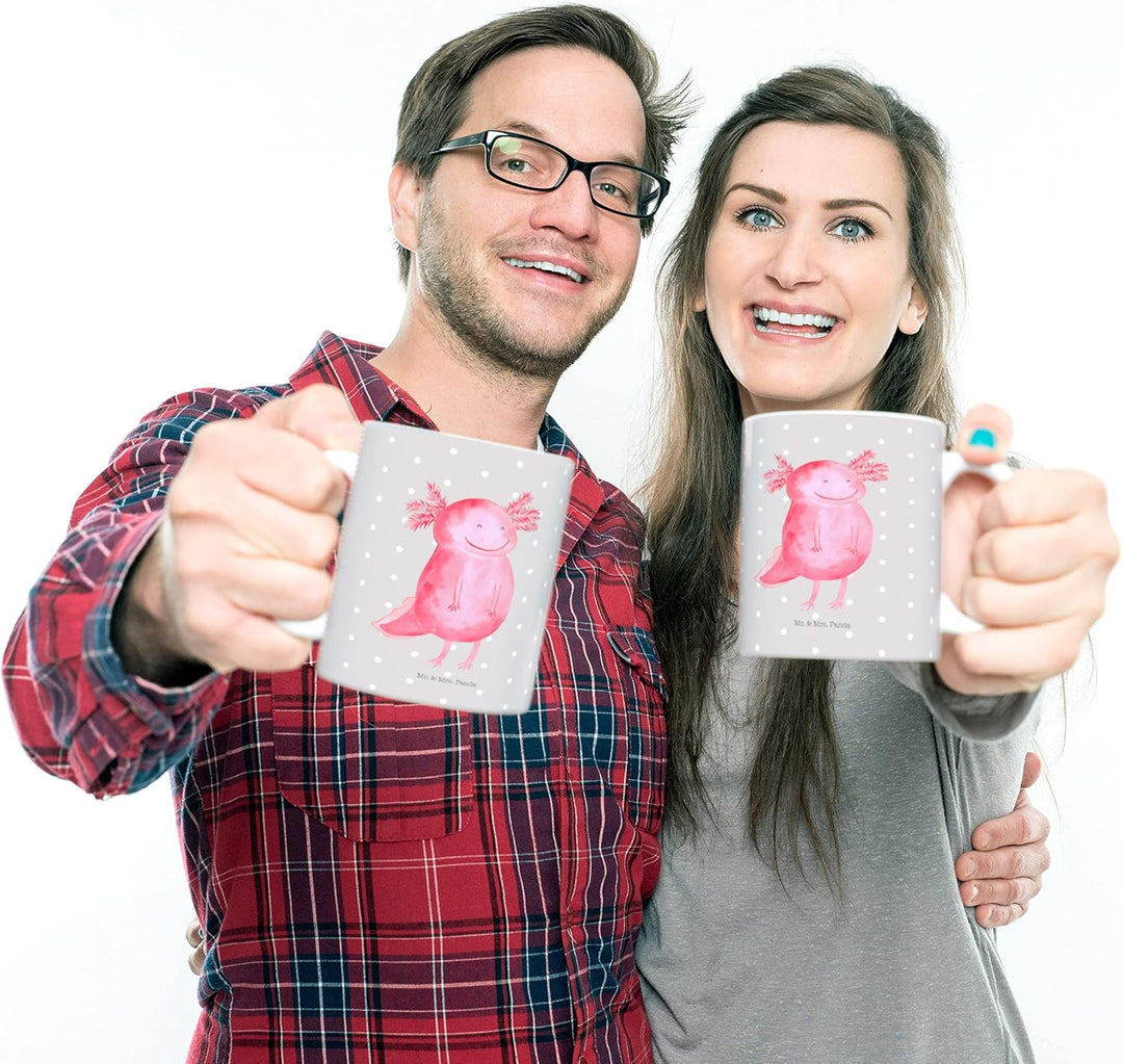 Mr. & Mrs. Panda Kindertasse Axolotl Glücklich - Geschenk, Lurche, gut Gelaunt, Trinklernbecher, Sch