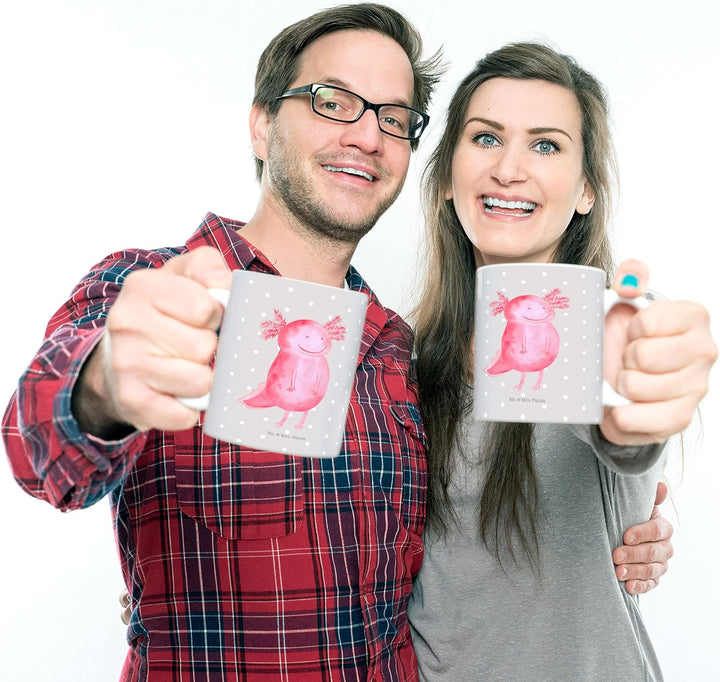 Mr. & Mrs. Panda Kindertasse Axolotl Glücklich - Geschenk, Lurche, gut Gelaunt, Trinklernbecher, Sch