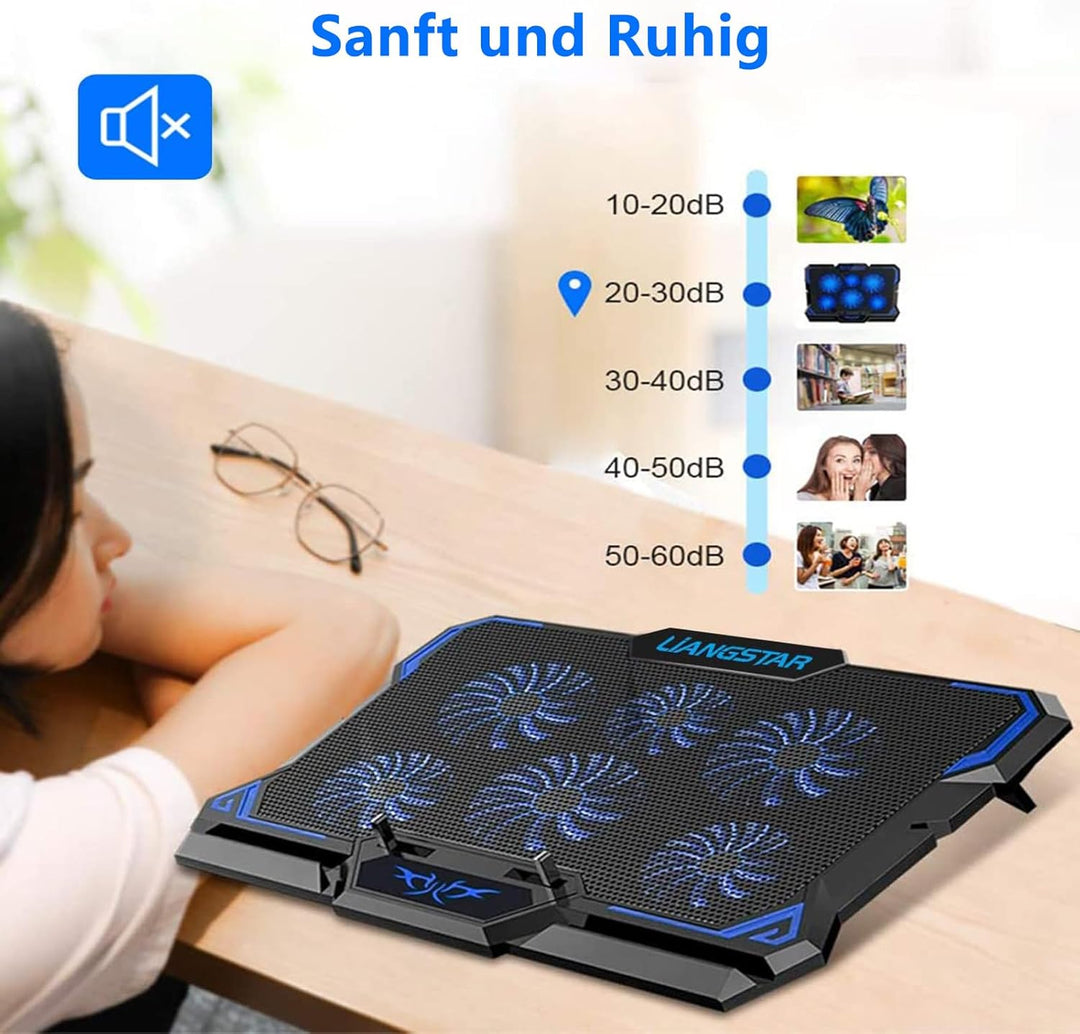 LIANGSTAR Laptop Kühler | Laptop Kühlpads für 12-17 Zoll Notebook | 6 Lüfter mit LEDs | 2200 RPM | G