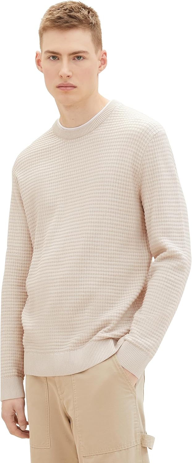 TOM TAILOR Denim Herren Pullover XXL 27609 - Cold Beige, XXL 27609 - Cold Beige