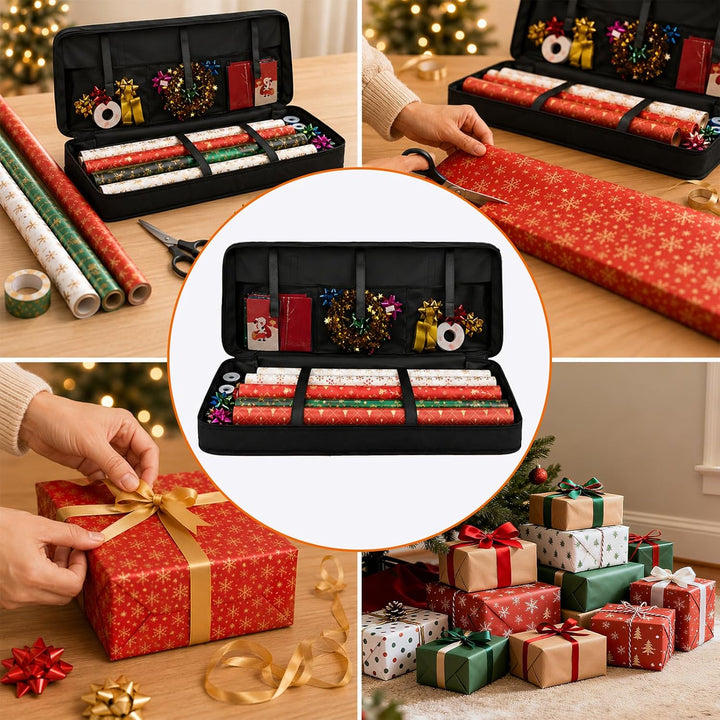 CHRI Geschenkpapier Aufbewahrung Organizer, 82x12x34cm Aufbewahrung mit Netztaschen 600D Oxford Reis