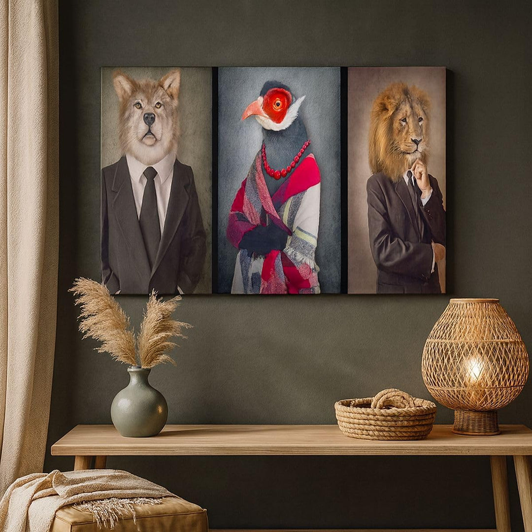 Bilder auf Leinwand 100x70cm Leinwandbild mit Rahmen Tier Abstraktion Gross Wanddeko Bild Schlafzimm