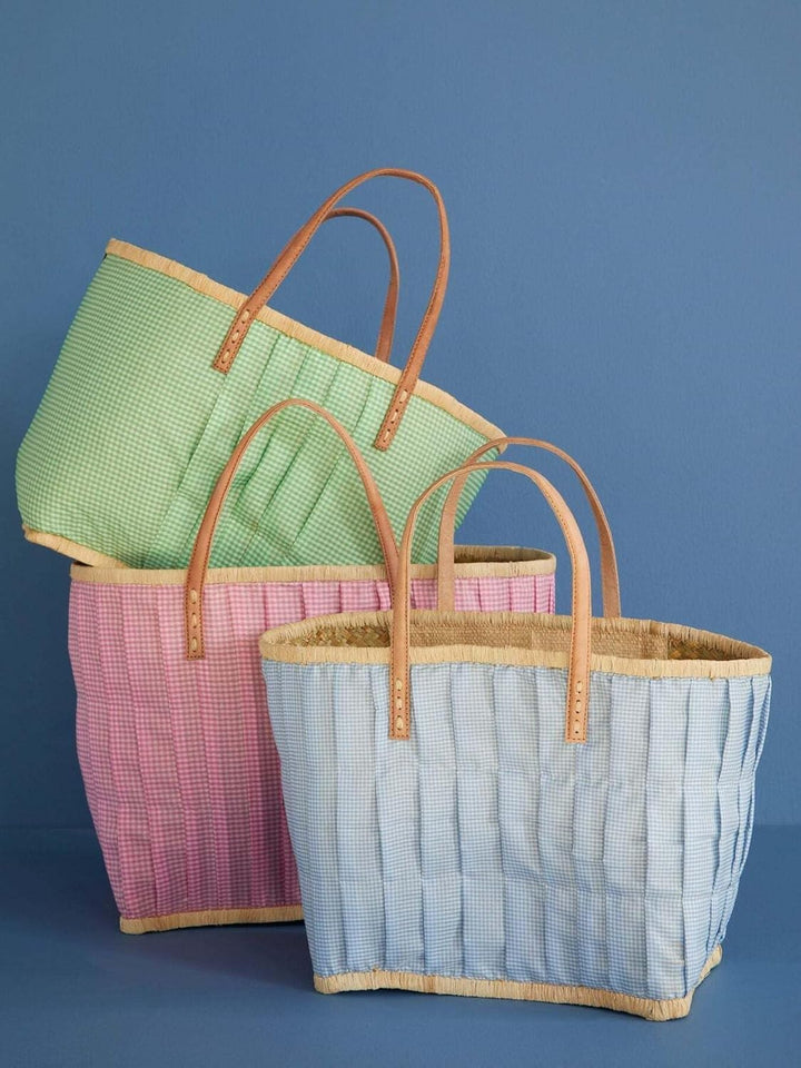 Rice Raffia Einkaufstasche Türkis Medium Strandtasche Handtasche Shopper Einkaufsbeutel Henkeltasche