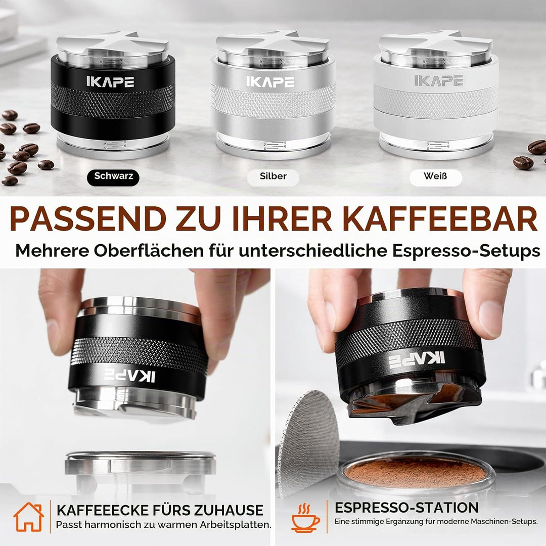 IKAPE Coffee Products, 58mm Kaffeeverteiler &amp; Handstampfer, Espresso-Verteiler mit Einstellbarer Tie