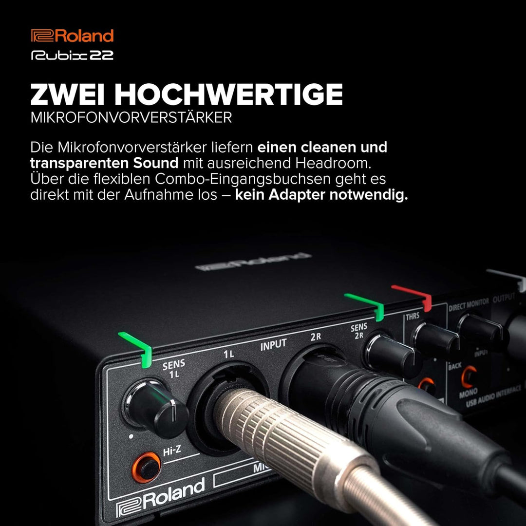 Roland RUBIX22 hochauflösendes Interface mit je 2 Ein-/Ausgängen, Hi-Res Interface für Mac, PC und I
