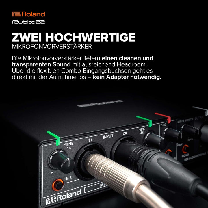 Roland RUBIX22 hochauflösendes Interface mit je 2 Ein-/Ausgängen, Hi-Res Interface für Mac, PC und I