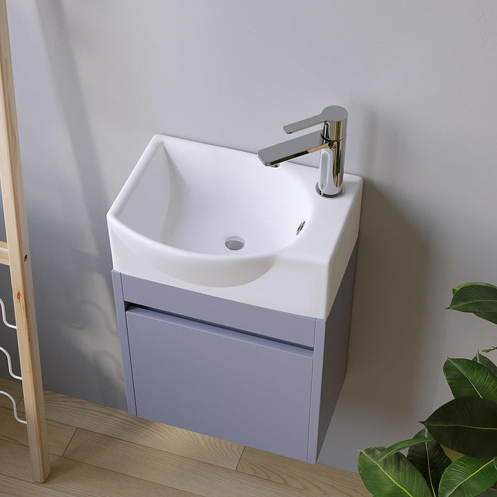 Waschbecken Keramik Waschtisch Hängewaschbecken klein Handwaschbecken Weiss Eckig-Oval 40 x 28 cm Ba