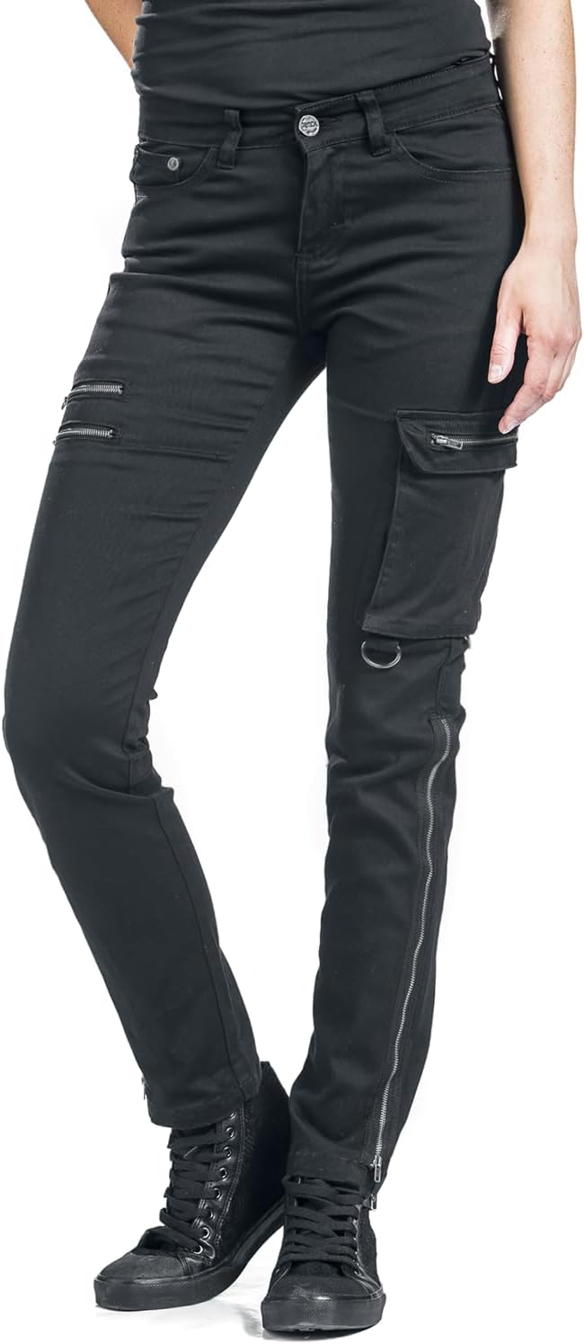 Black Premium by EMP Damen Schwarze Jeans mit Reissverschlüssen W30L34