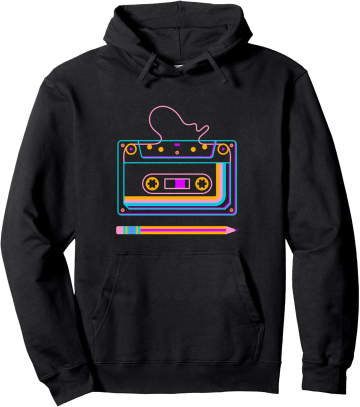 70er 80er Kassette mit Stift, Retro Vintage Tape Pullover Hoodie