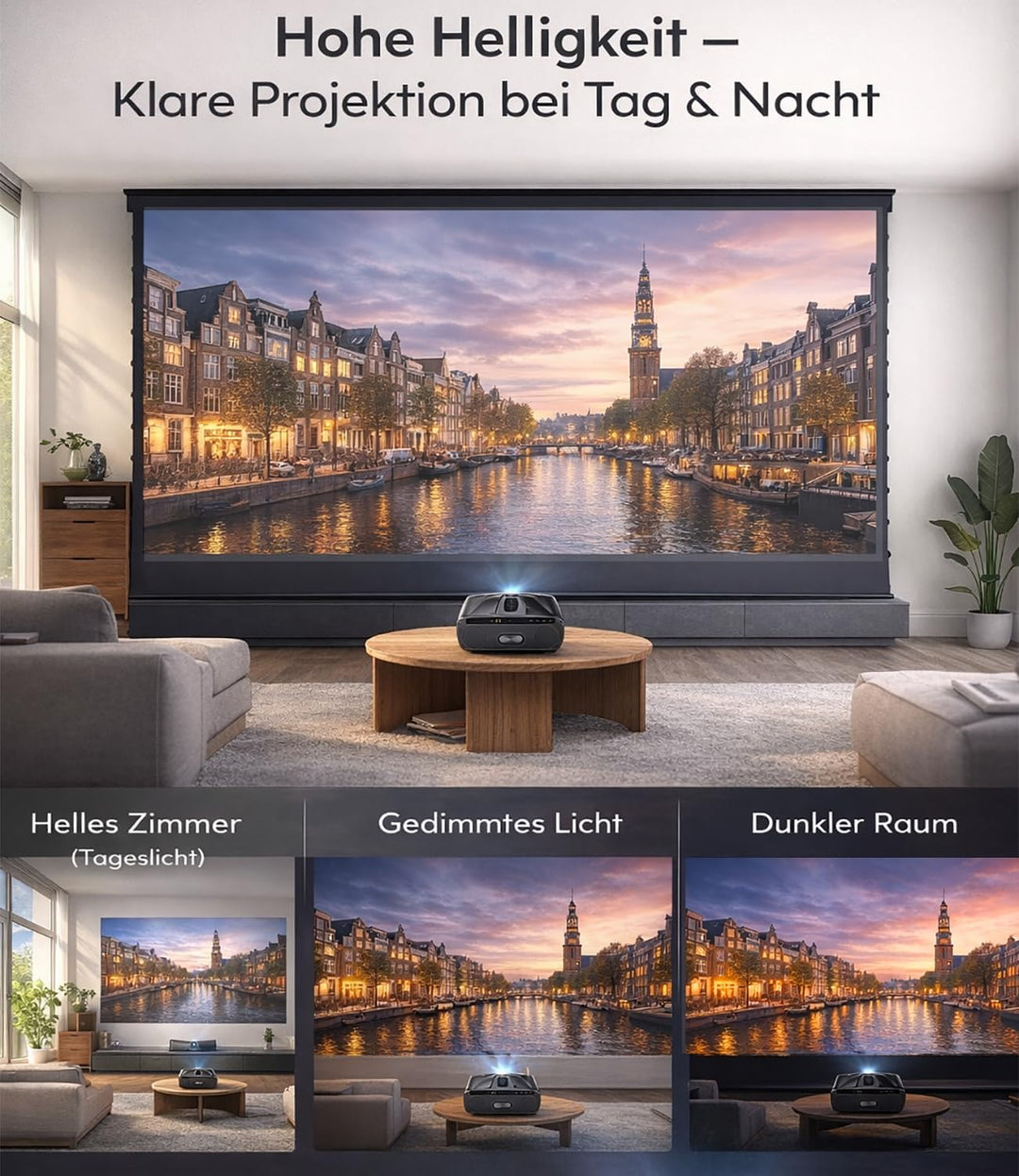 4K-Beamer für Tageslicht [Netflix] 2400 ANSI-Lumen, HDR10+, Ultra HD, HDMI eARC, Smart-Beamer für He