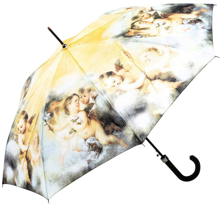 LUCKYWEATHER Regenschirm Stockschirm Damen Motiv Engel in den Wolken Auf-Automatik I Stockregenschir