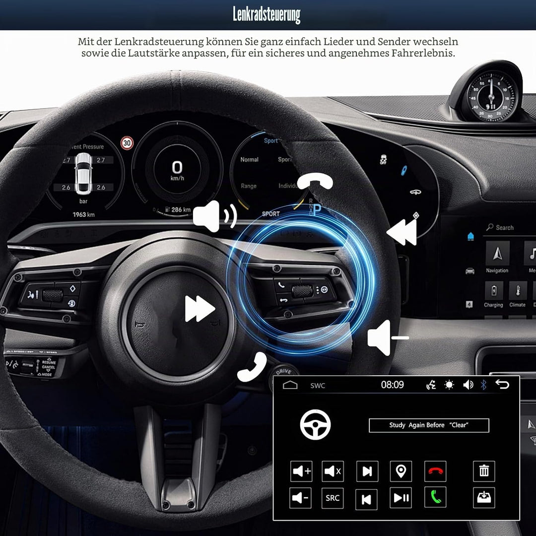 CAMECHO 1 DIN Wireless Carplay Android Auto, 7 Zoll Auto Bildschirm Videoausgang/AUX-IN/FM/TF/Mirror