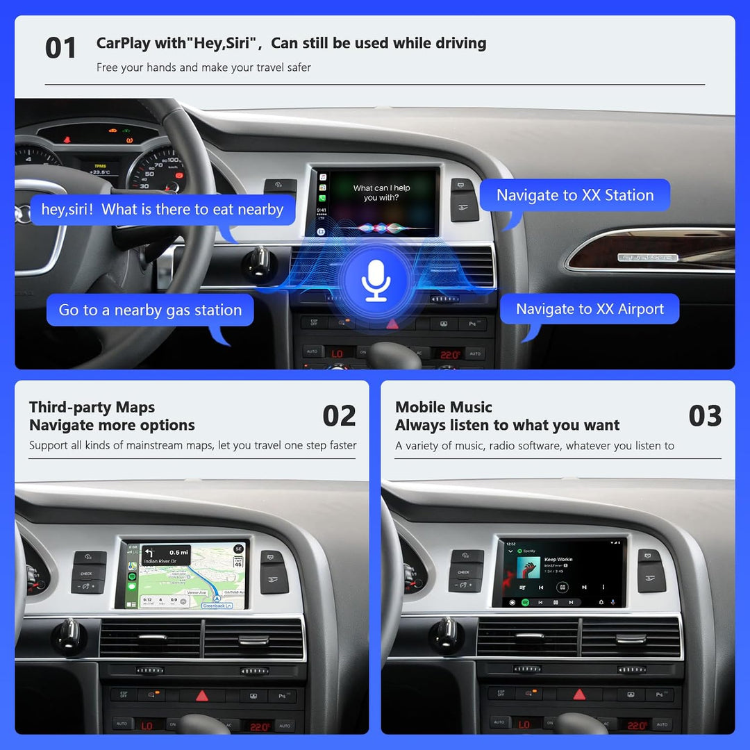 Road Top CarPlay Wireless Modul für Audi A6 S6 Q7 MMI 3G, CarPlay Interface | Für Audi A6/S6 (2010–2
