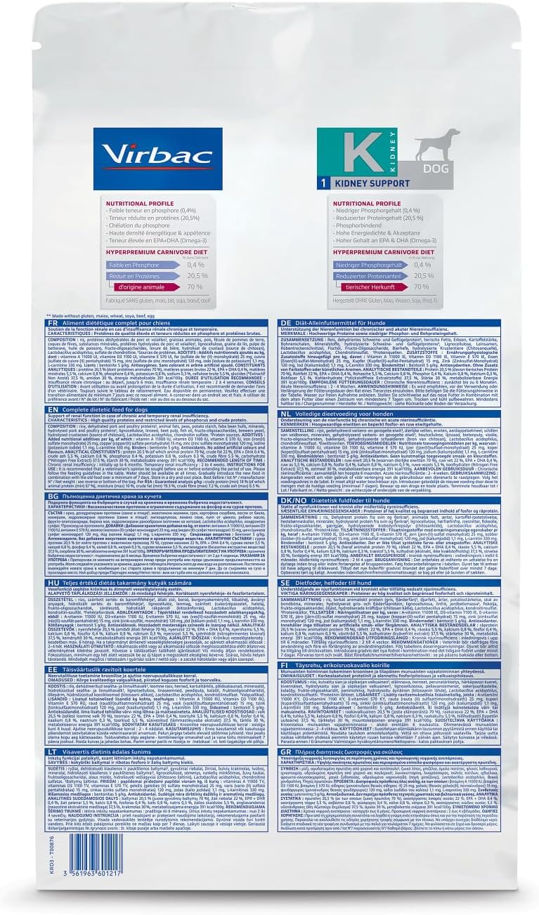 Virbac Veterinary HPM Dog Kidney Hundefutter, 3-kg-Beutel, Grösse S 3 kg (1er Pack), 3 kg (1er Pack)