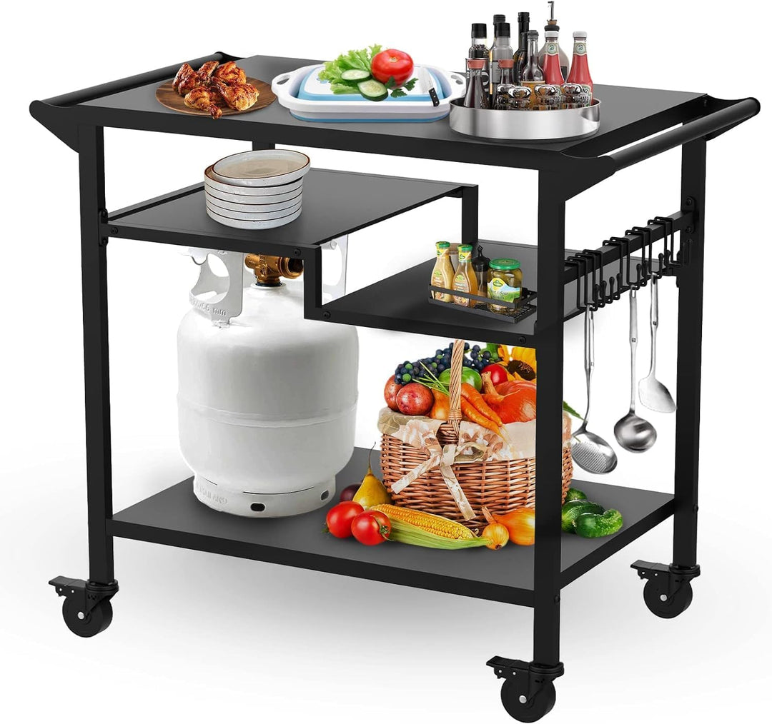 GT GETCO TECH 20" x 32" dreistufiger beweglicher Grilltisch, multifunktionaler Grilltisch für den Au