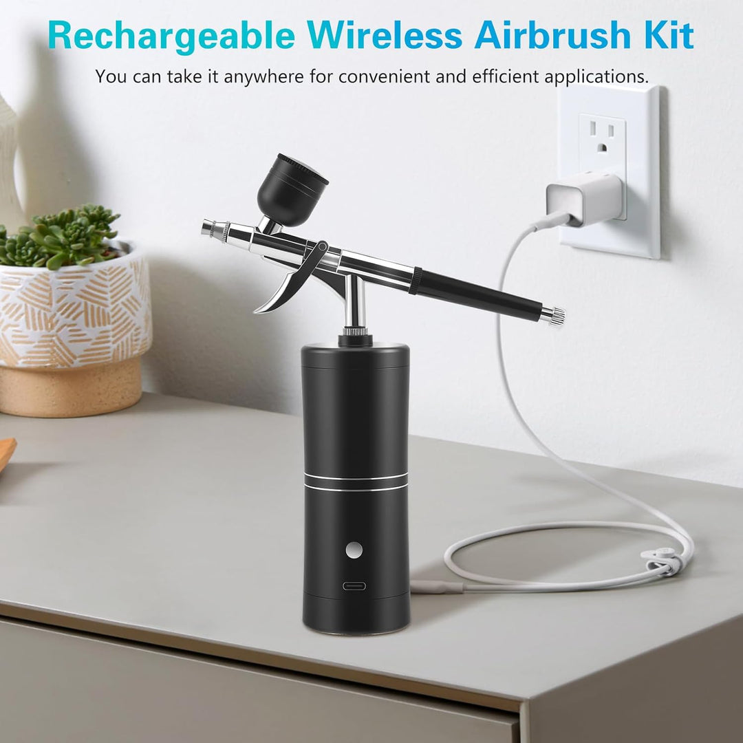 Airbrush-Set mit Kompressor – tragbar und wiederaufladbar, mit einer 0,3-mm-Düse, 5 Reinigungsnadeln