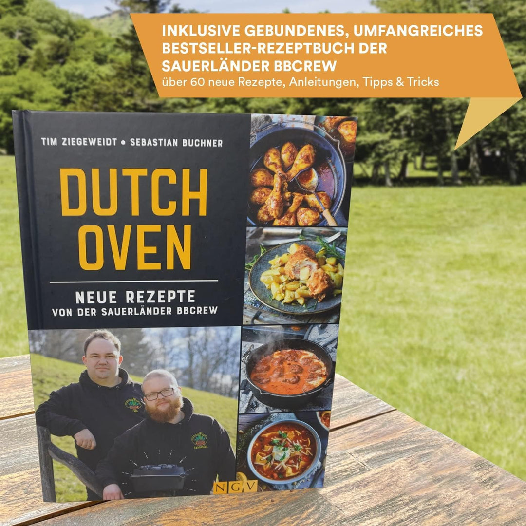 Skandika Dutch Oven Flame Master 13,8 L | Gusseisen Topf zum Kochen, inkl. Rezeptbuch der Sauerlände
