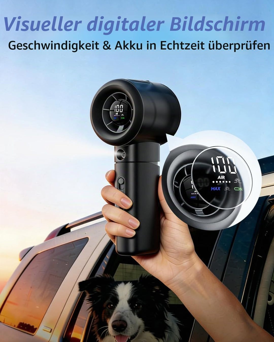 Tragbarer Turbo Handventilator mit Wasserkühlung, Kleiner Sprühventilator USB Wiederaufladbar, Digit