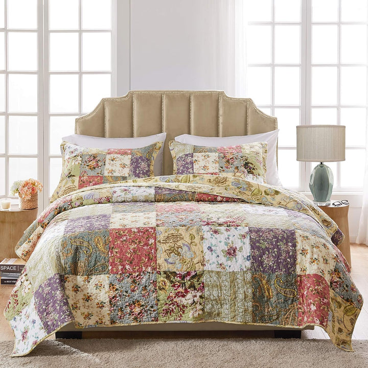 Greenland Home Blooming Prairie Baumwoll-Patchwork-Bettwäsche-Set, 2-teilig, Twin/Twin XL, Mehrfarbi