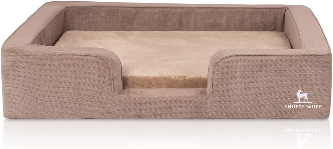 Knuffelwuff orthopädisches Hundebett mit Wendekissen aus Velours Bellamy 80 x 60cm Braun, 80 x 60cm
