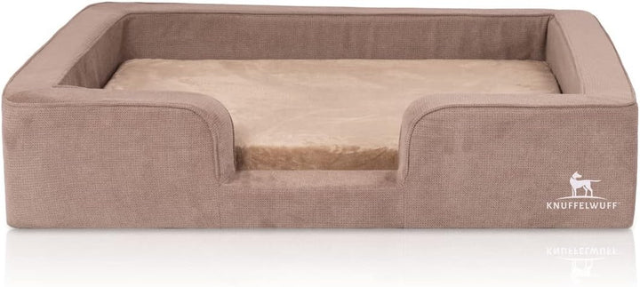 Knuffelwuff orthopädisches Hundebett mit Wendekissen aus Velours Bellamy 80 x 60cm Braun, 80 x 60cm