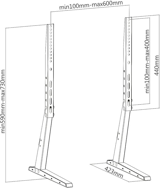 PureMounts PM-TVS-02 Standfuss für TV Geräte mit 94-178 cm (37-70 Zoll), 5-stufig höhenverstellbar,