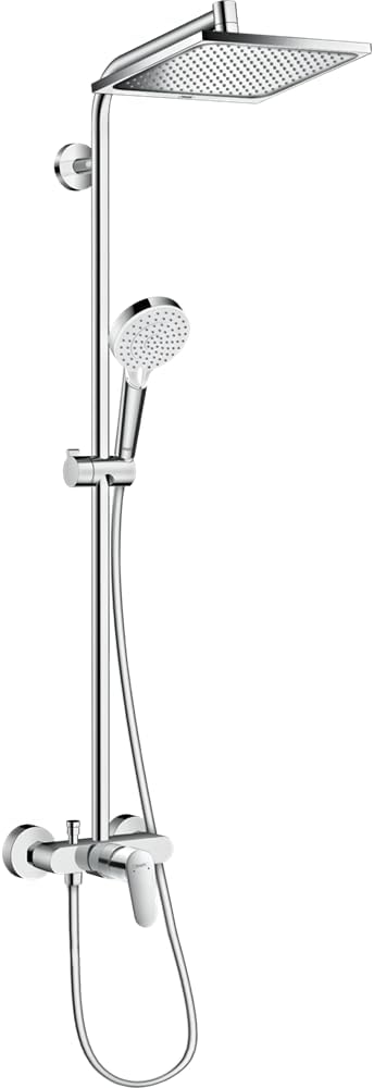 hansgrohe Crometta E - Duschsystem mit Einhebelmischer, Regendusche (240 x 240 mm) mit Armatur, Hand