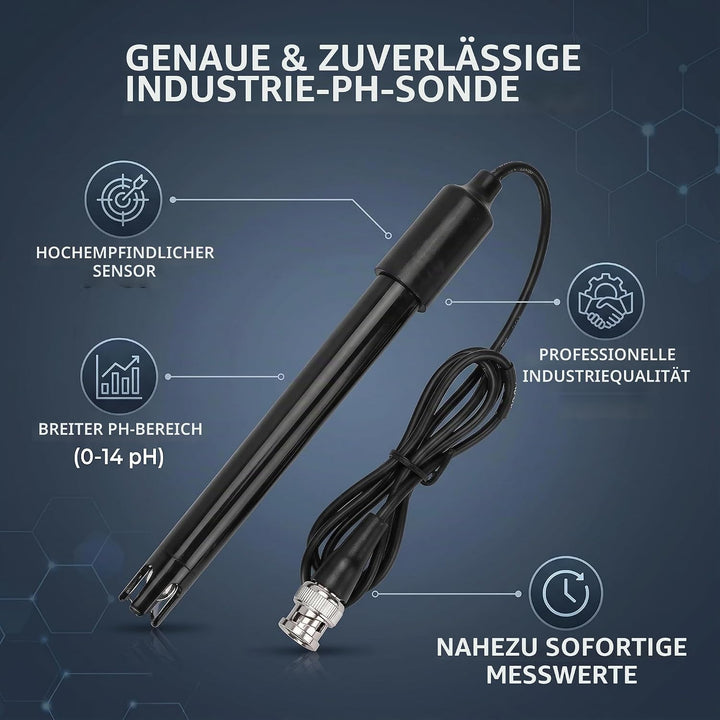PH Sonde PH Elektrode 0-14PH Empfindlich Genau PH-Sensorsonde PH Datenerfassungssonde mit Kabel 77cm