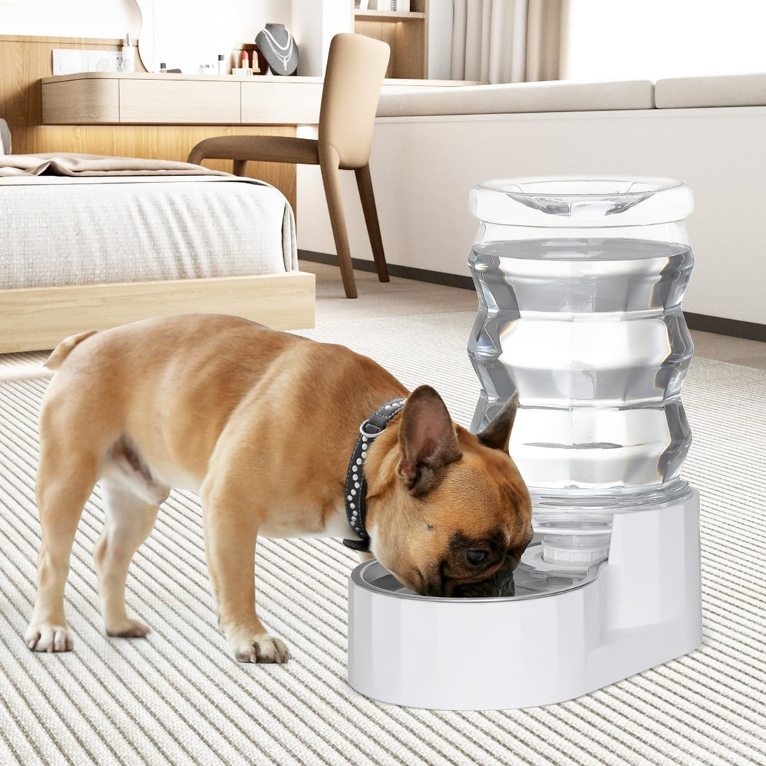 Sfozstra Wasserspender für Hunde aus Edelstahl, 6 l, Weiss, gross, BPA-frei, automatischer Schwerkra