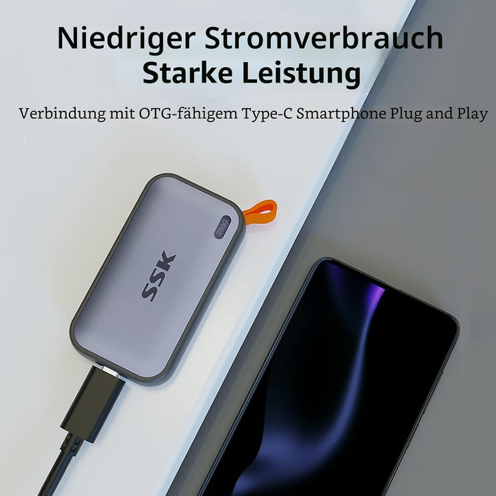 SSK 250GB tragbare Externe NVME-SSD, bis zu 1050 MB/s, Extreme Übertragungsgeschwindigkeit, USB 3.2