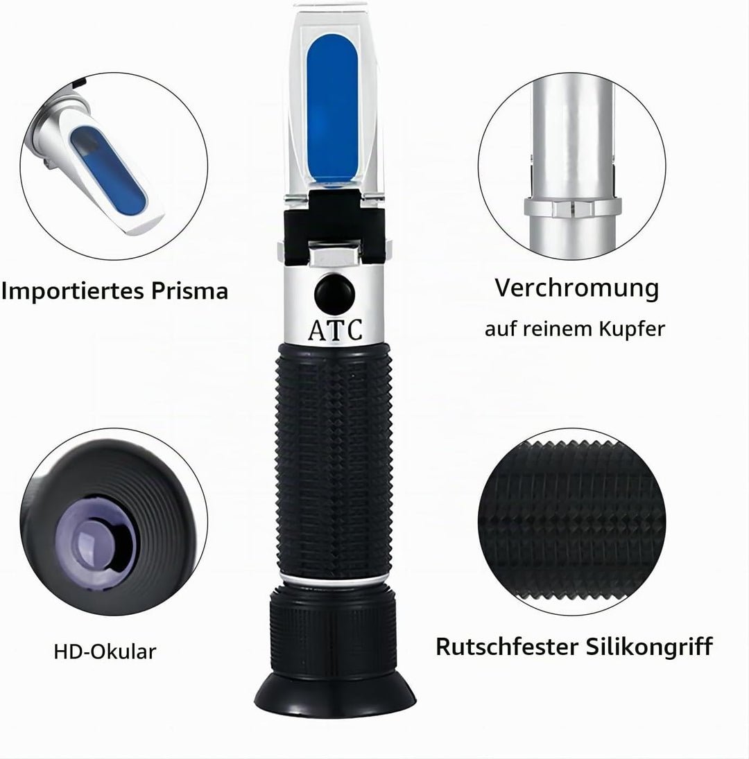 Winegrower Refractometer, 0-32 Brix, 0-140 Oechsle, 0-27 KMW, Automatische Temperaturkompensation (A