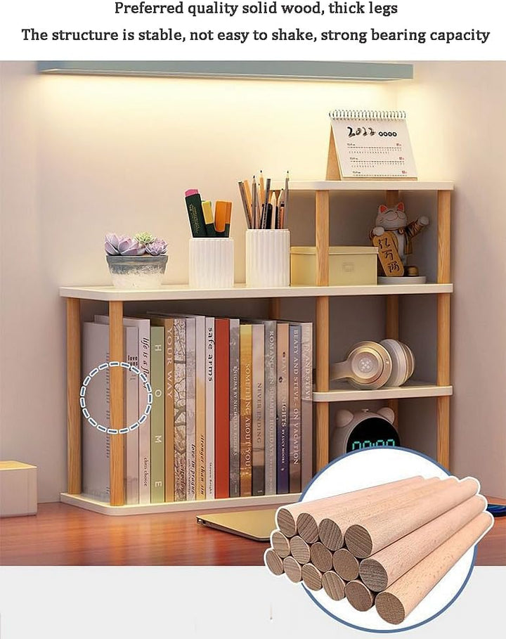 Desktop-mehrschichtiges Bücherregal-Speicherregal, grosse Kapazität Massivholz-Speicherwand auf dem