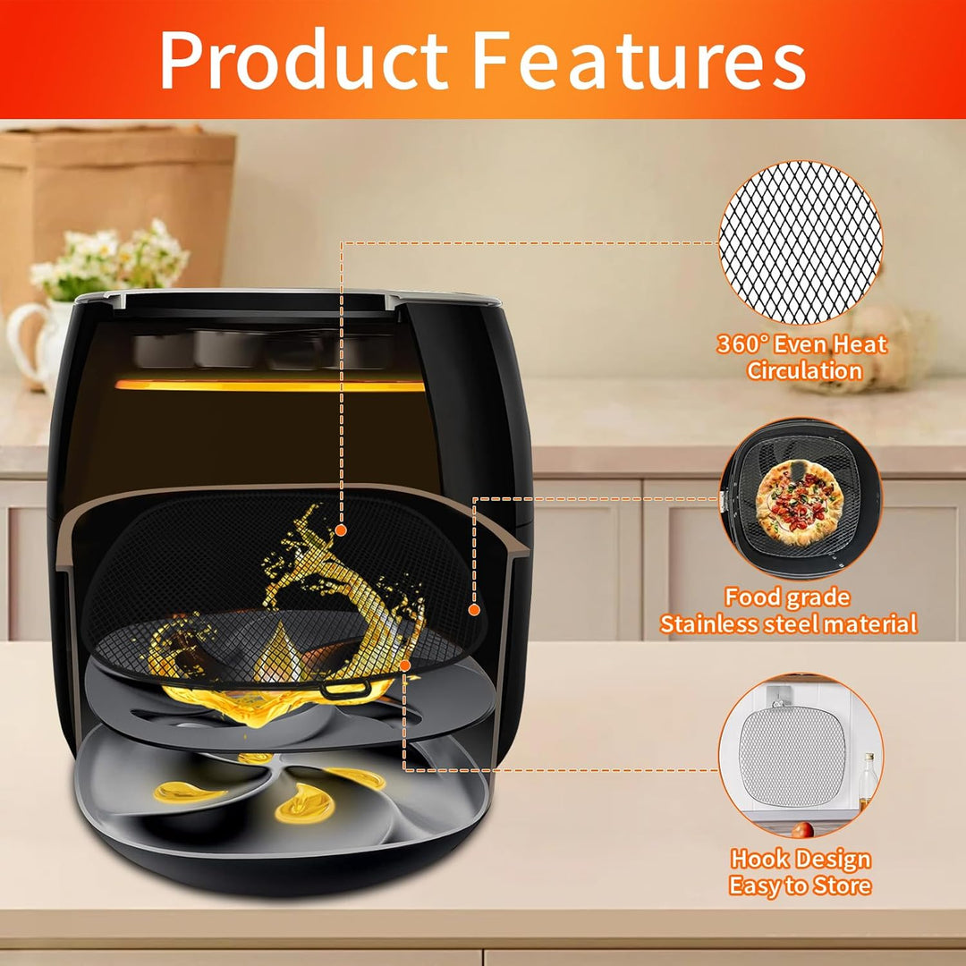 Air Fryer Zubehör für Philips, 18,3 cm quadratische Abtropfschale für Philips HD9741 3QT Tray Rack k