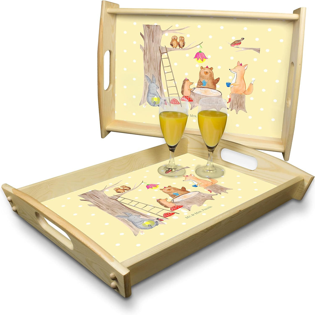 Mr. & Mrs. Panda tablett aus Holz Waldtiere Picknick - Geschenk, sofatablett, Fuchs, Serviertablett,