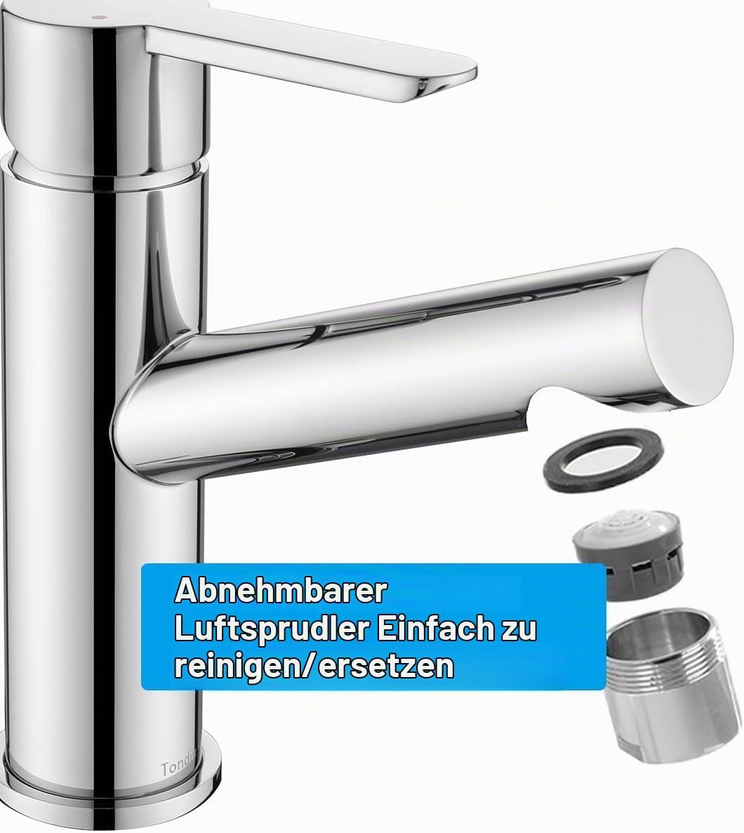 Waschtischarmatur, Wasserhahn Bad Mischbatterie, Einhebelmischer Waschbecken Armaturen mit Auslauf H