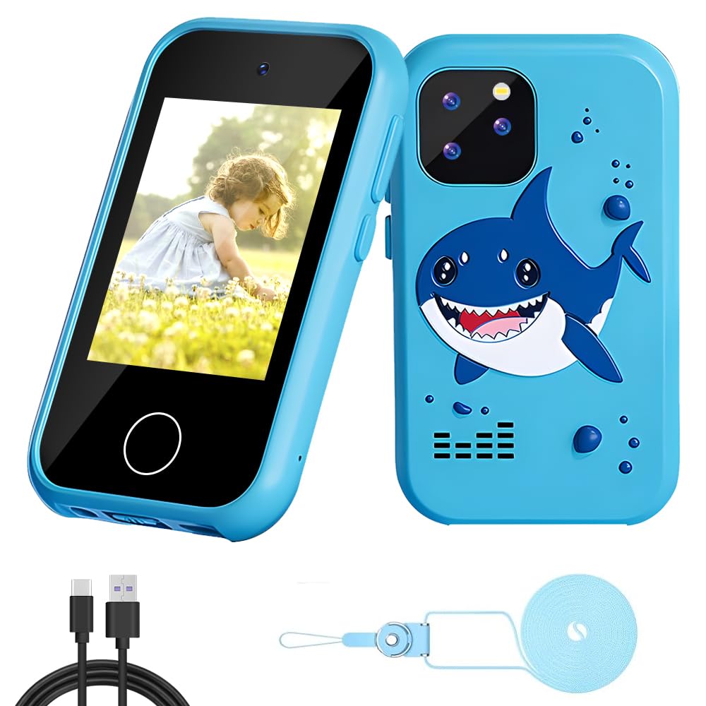 3T6B Kinder Handy Spielzeug, Kinderkamera im Smartphone-Format mit MP3-Player, Dual-Kamera, Touchscr