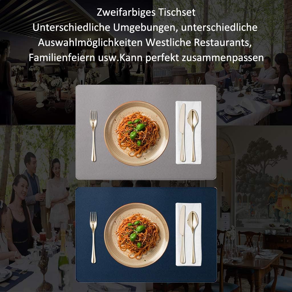 JDkilp 6er Set Tischsets Tischunterlage Waschbar Leder Doppel Dicke 45 x 30 cm Tischset Tischset Tis
