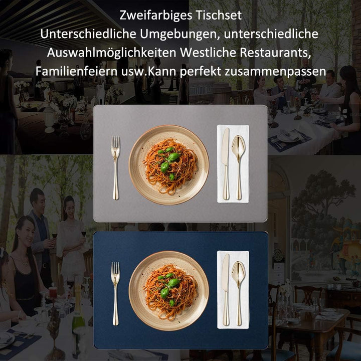 JDkilp 6er Set Tischsets Tischunterlage Waschbar Leder Doppel Dicke 45 x 30 cm Tischset Tischset Tis