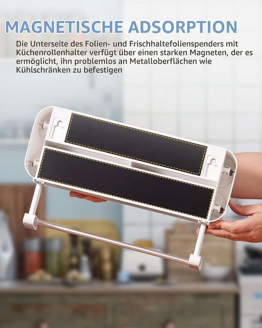 3 in 1 Frischhaltefolienspender mit Cutter, Küchenrollenhalterung mit Küchenrollenhalter, Alufoliens