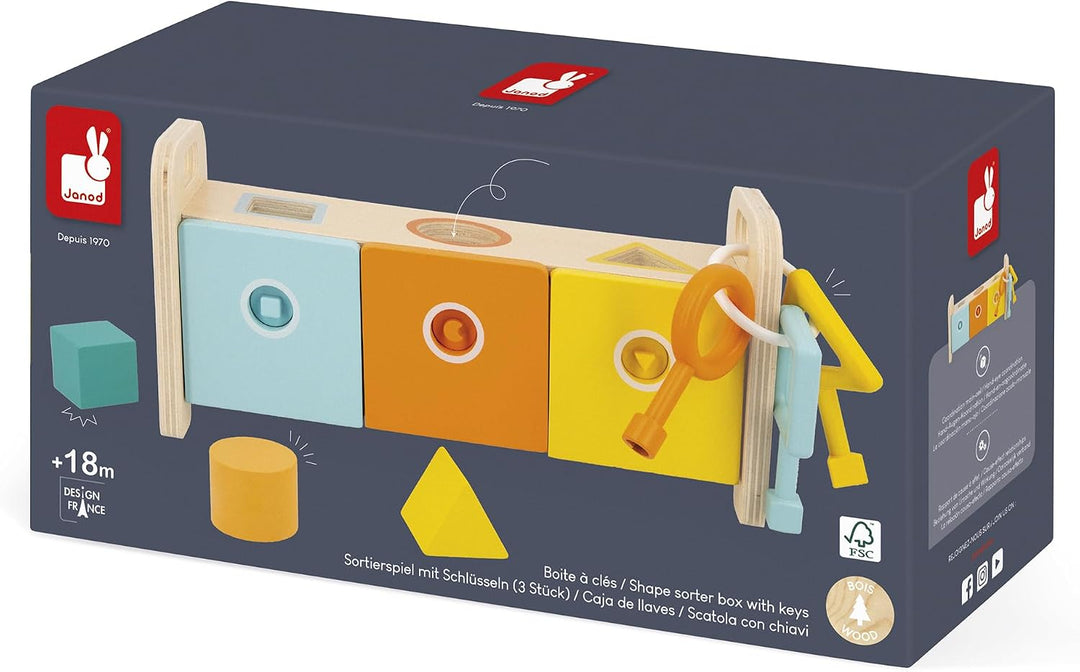 Janod - Essentiel - Der Schlüsselkasten - 2-in-1 Lernspiel aus Holz Babys und Kleinkinder - Erlernen
