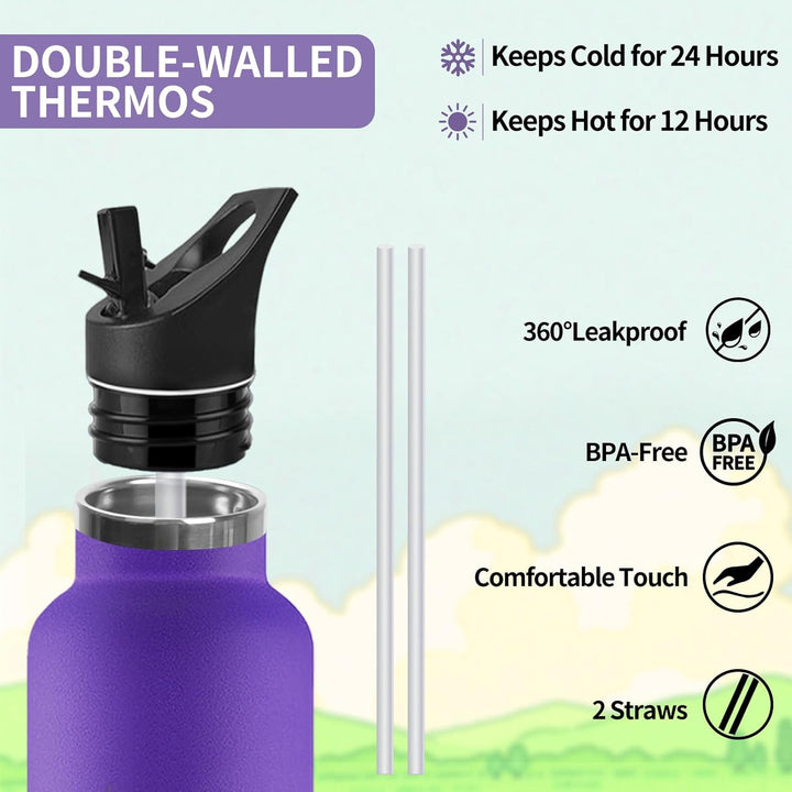 Thermosflasche, 500ML BPA-Frei, Trinkflasche Edelstahl, Auslaufsichere Isolierflasche Doppelwandig,