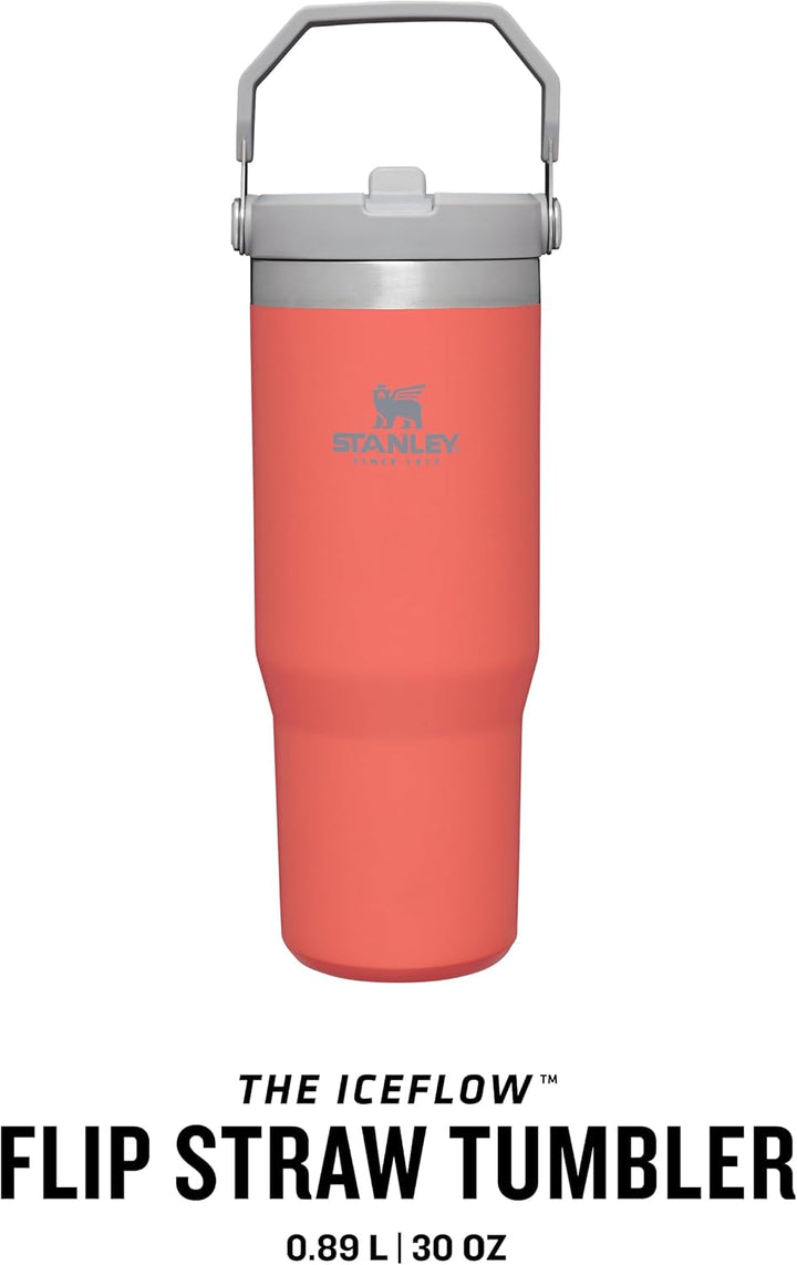 Stanley The IceFlow Flip Strohhalm Becher aus hochwertigem 18/8-Edelstahl, Farbe: Guava, Fassungsver