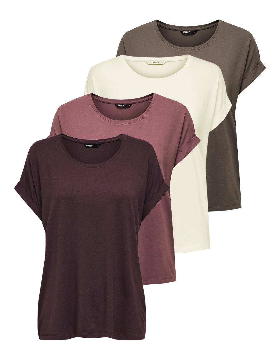ONLY Female Top ONLMOSTER Top 4er Pack (Caribou, Winetasting, Rose Brown, Pumice Stone) XS, 4er Pack