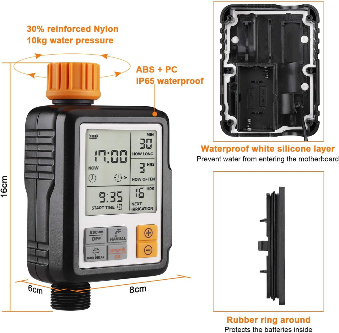 Johgee Garden Bewässerungscomputer IPX5 Bewässerungsuhr Automatisch Wasser Timer Easy Control die Be
