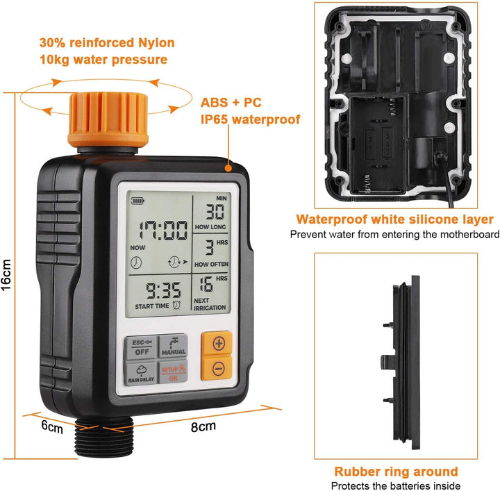 Johgee Garden Bewässerungscomputer IPX5 Bewässerungsuhr Automatisch Wasser Timer Easy Control die Be