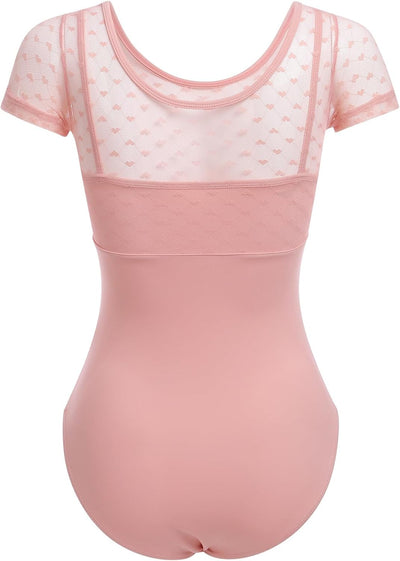 FYMNSI Damen Ballettanzug Gepolstert Ballettbody Tanz Body Gymnastikanzug Trikot Kurzarm Bodysuit XL