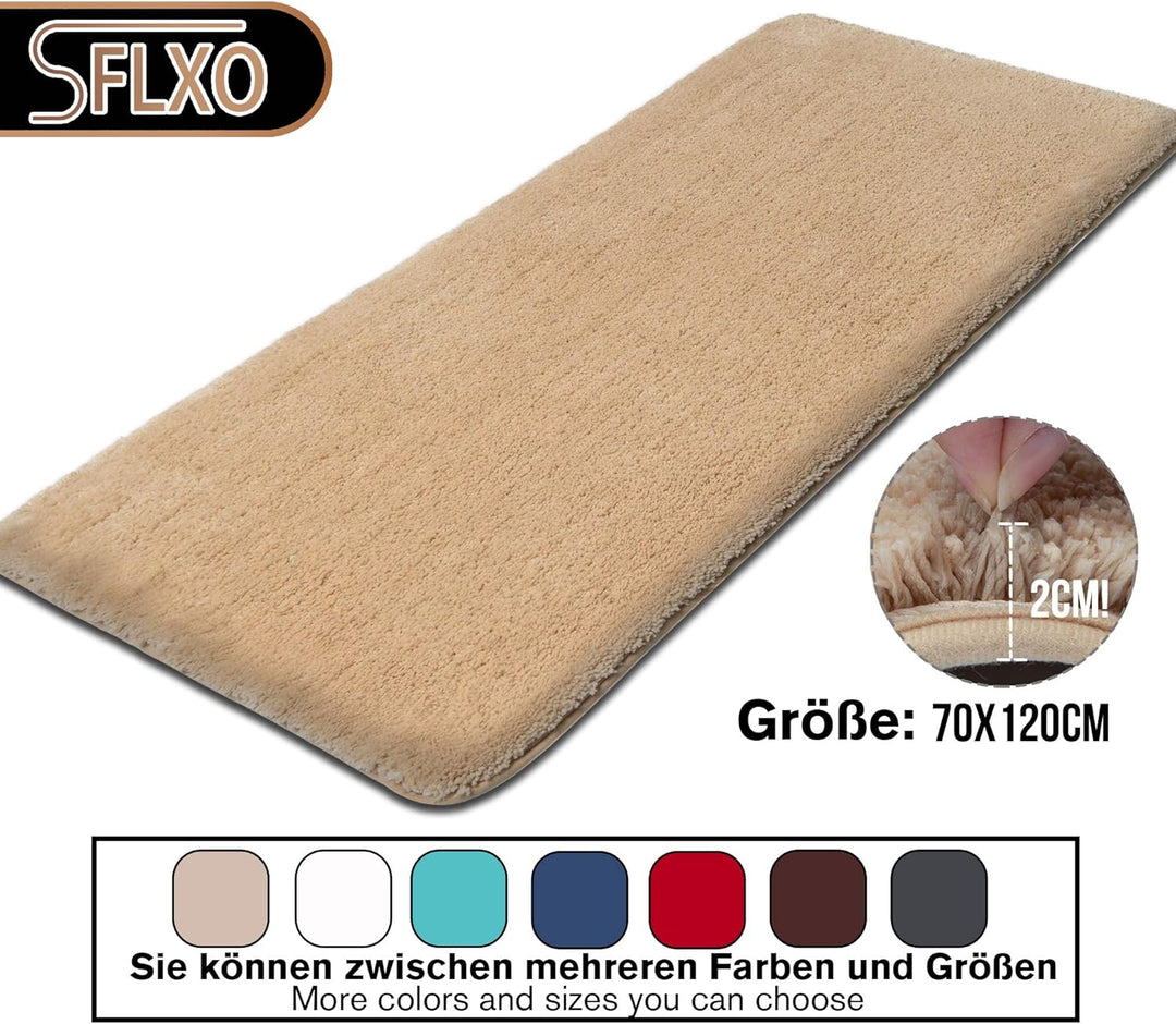 SFLXO Badematte 120cm x 70cm rutschfest-Badvorleger Maschinenwaschbar Anti-Rutsch Badteppich Weich W