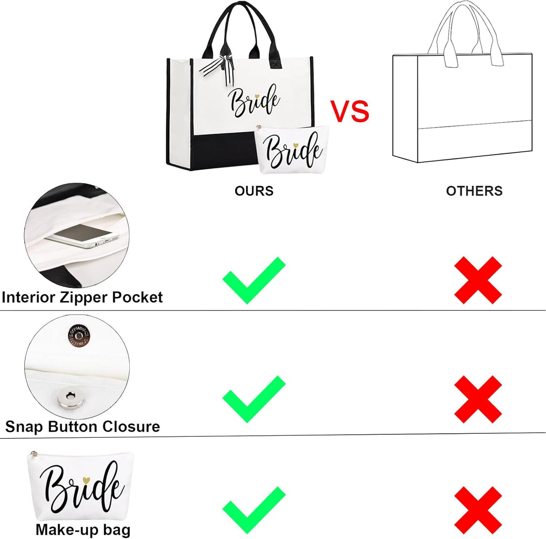 Lamyba Bride Bag with Makeup Bag and Reinforced Bottom, Bride Gifts/Bridal Shower Gifts for Bride, B