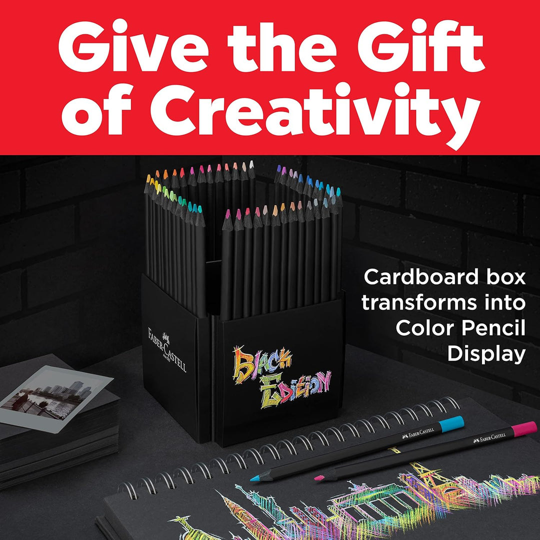 Faber-Castell 116450 - Buntstifte Blackwood, Black Edition, 50er Etui, leuchtende Farben mit weichem